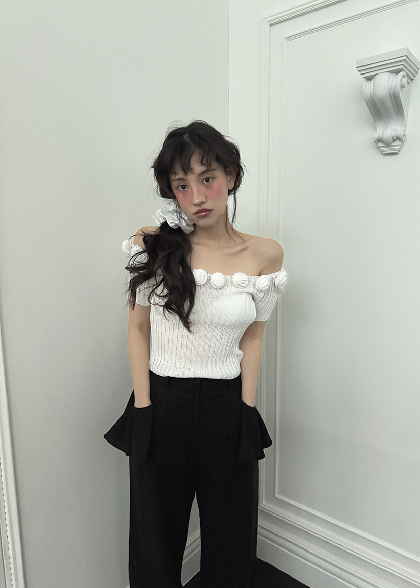 CLODE東大門實拍女裝新款時尚推薦真品熱賣休閑25春夏針織衫露肩CLODE針織衫