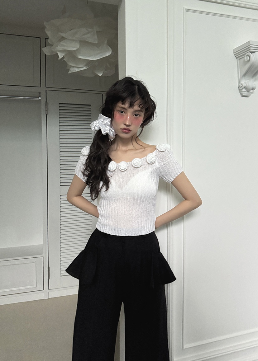 CLODE東大門實拍女裝新款時尚推薦真品熱賣休閑25春夏針織衫露肩CLODE針織衫