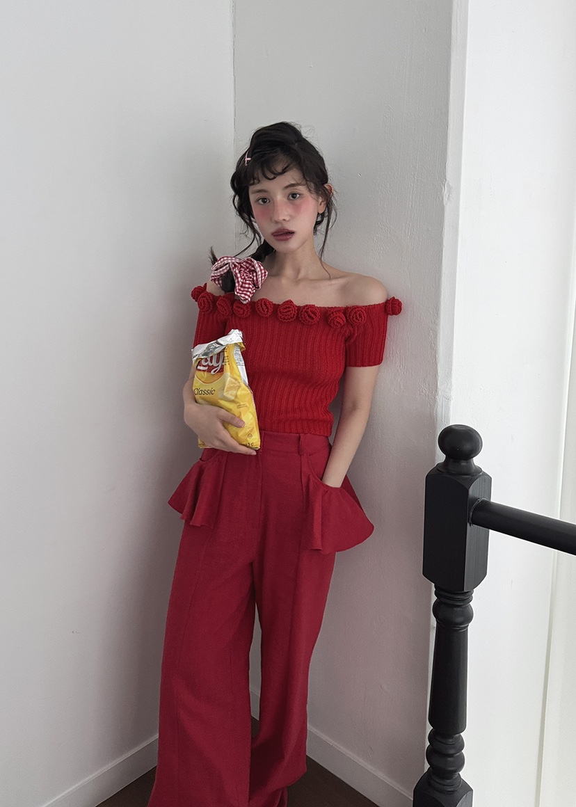 CLODE東大門實拍女裝新款時尚推薦真品熱賣休閑25春夏針織衫露肩CLODE針織衫