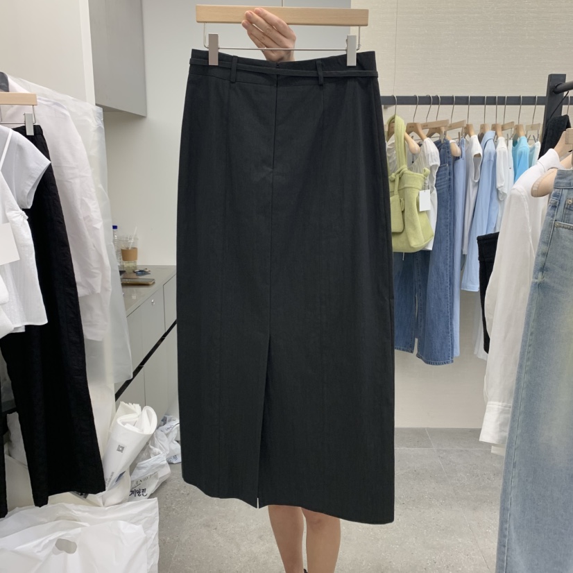 AND THE東大門實拍女裝新品推薦真品半身裙中短裙含腰帶超長AND THE半身裙/中短裙