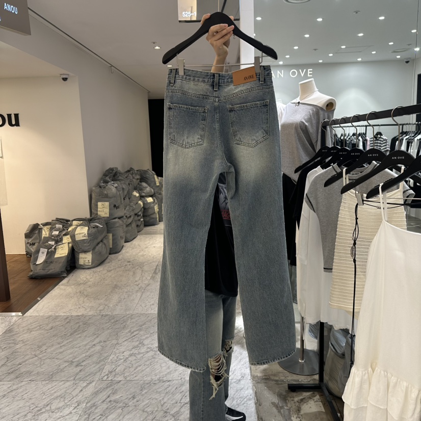 ANOVE韓國代購女士新品25春夏休閑真品時尚人氣推薦熱賣牛仔褲ANOVE牛仔褲