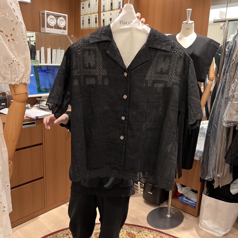 OGI東大門代購女裝新款真品休閑25春夏時尚推薦熱賣襯衫蕾絲衫FLat OGI襯衫/蕾絲衫圖色2