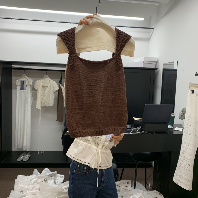 UNANSWERED-MYSTERY韓國直郵女裝新款職業真品吊帶背心褶皺UNANSWERED/MYSTERY吊帶/背心