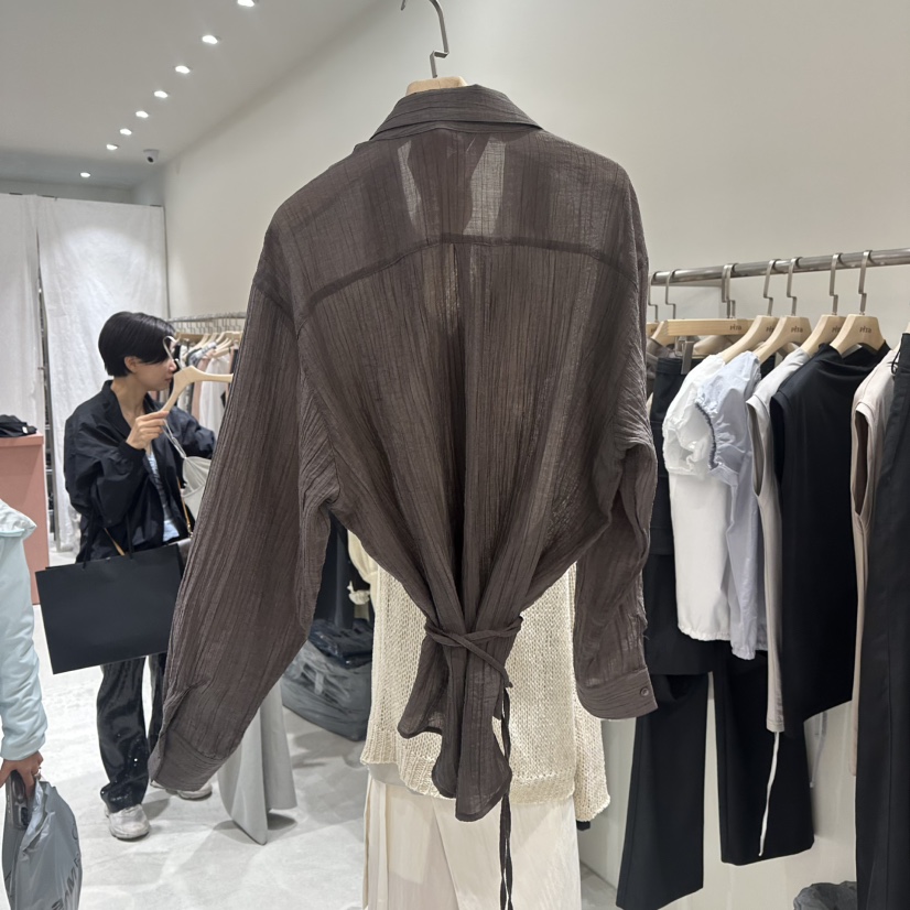 PITA韓國直郵女士新品真品職業推薦時尚25春夏襯衫蕾絲衫含腰繩THE VERLIN/piTa襯衫/蕾絲衫