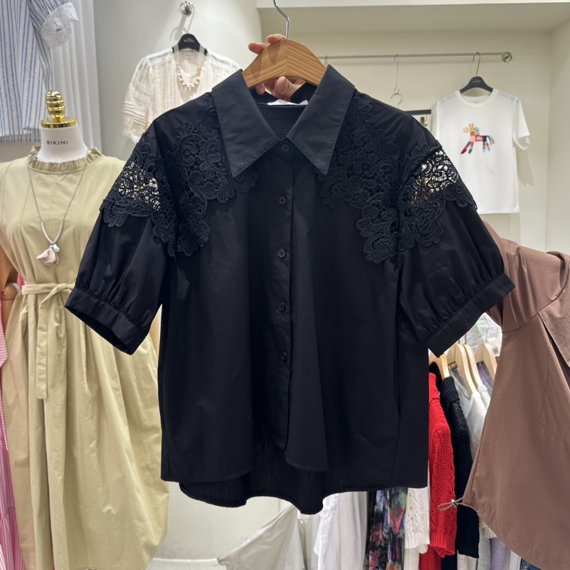 BIKINI東大門實拍女士新品休閑25春夏真品推薦襯衫蕾絲衫蕾絲BIKINI襯衫/蕾絲衫圖色2
