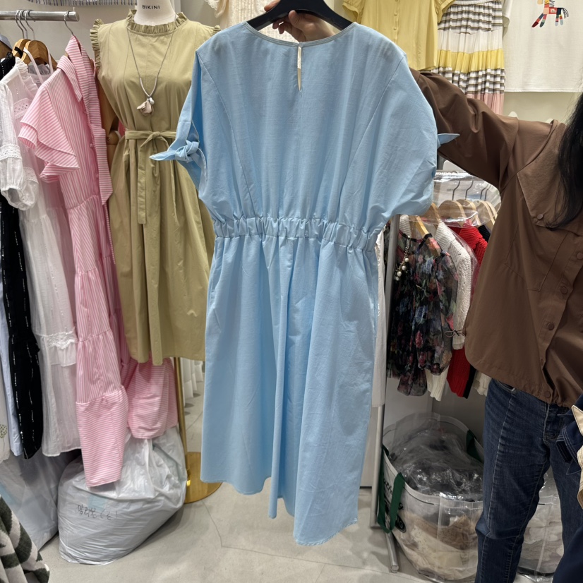 BIKINI韓國直郵女士新品休閑真品推薦時尚熱賣連衣裙亞麻布BIKINI連衣裙