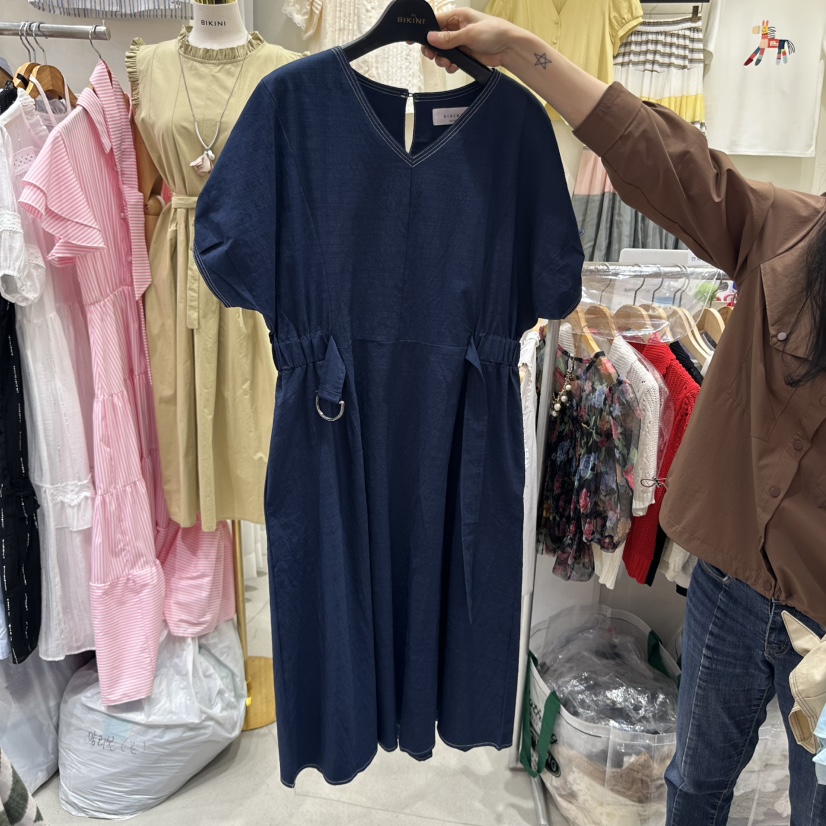 BIKINI韓國直郵女士新品休閑真品推薦時尚熱賣連衣裙亞麻布BIKINI連衣裙圖色2