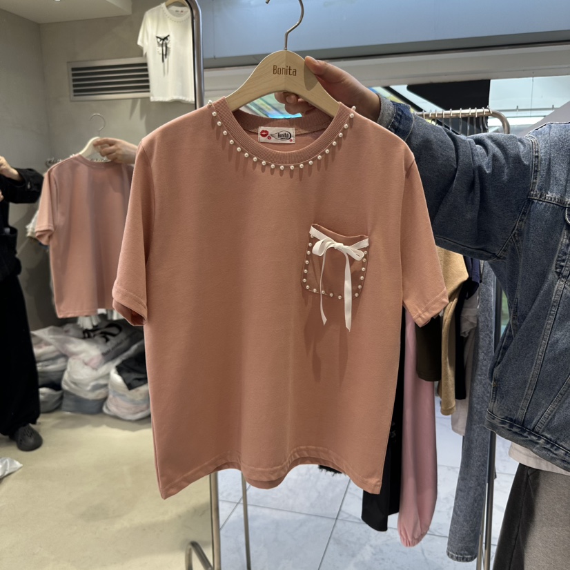 BONITA-Q韓國代購女士新品熱賣25春夏時尚推薦職業T恤口袋BONITA-QT恤圖色2