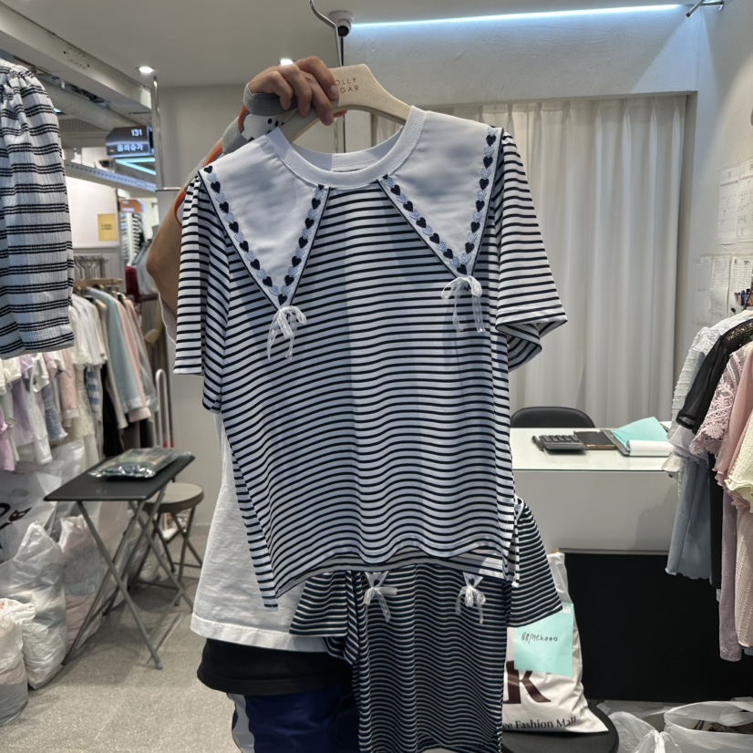 PIT A PAT東大門實拍女士新品時尚25春夏推薦襯衫蕾絲衫條紋PIT A PAT襯衫/蕾絲衫