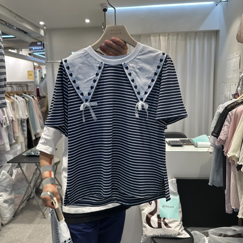 PIT A PAT東大門實拍女士新品時尚25春夏推薦襯衫蕾絲衫條紋PIT A PAT襯衫/蕾絲衫圖色2