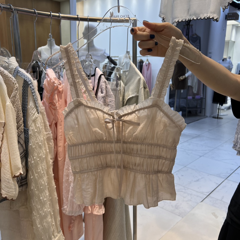 ECHOPARTY東大門代購女士新品職業人氣推薦真品吊帶背心荷葉邊ECHOPARTY吊帶/背心