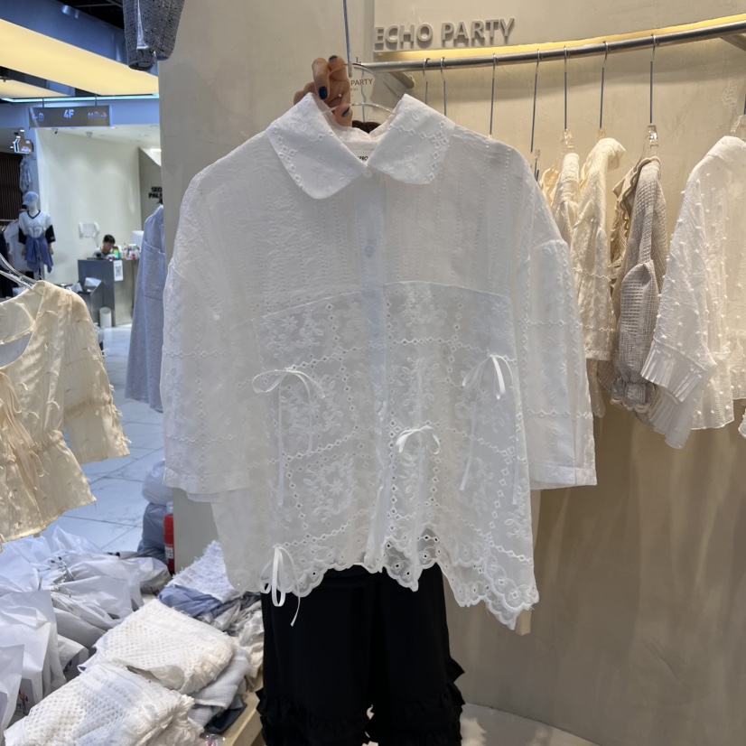 ECHOPARTY韓國代購女士新品人氣真品25春夏時尚熱賣襯衫蕾絲衫ECHOPARTY襯衫/蕾絲衫圖色2