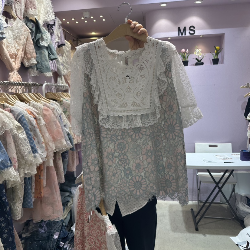 MS韓國直郵女士新品推薦人氣25春夏時尚真品熱賣襯衫蕾絲衫MS襯衫/蕾絲衫圖色2