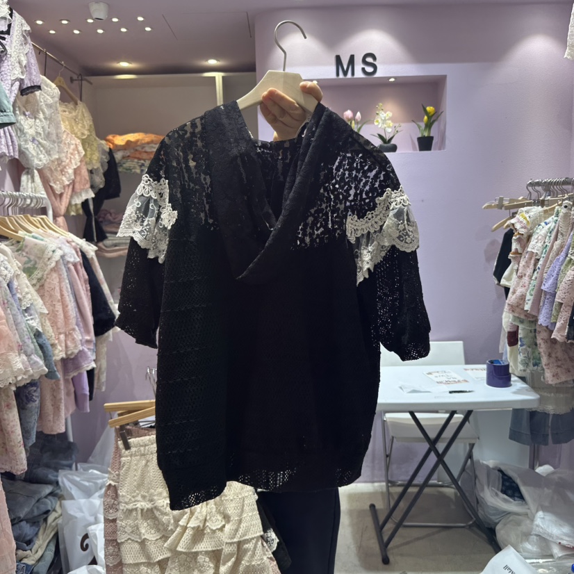 MS韓國代購女士新品時尚真品25春夏職業休閑熱賣襯衫蕾絲衫MS襯衫/蕾絲衫