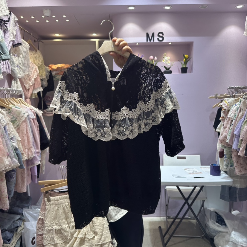 MS韓國代購女士新品時尚真品25春夏職業休閑熱賣襯衫蕾絲衫MS襯衫/蕾絲衫圖色3