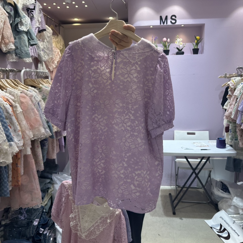 MS韓國直郵女士新品25春夏時尚職業真品人氣熱賣襯衫蕾絲衫MS襯衫/蕾絲衫