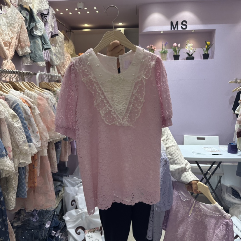 MS韓國直郵女士新品25春夏時尚職業真品人氣熱賣襯衫蕾絲衫MS襯衫/蕾絲衫圖色2