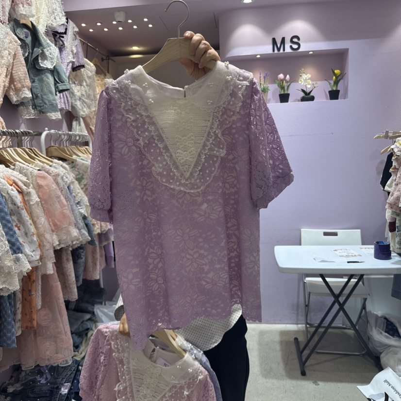 MS韓國直郵女士新品25春夏時尚職業真品人氣熱賣襯衫蕾絲衫MS襯衫/蕾絲衫圖色3