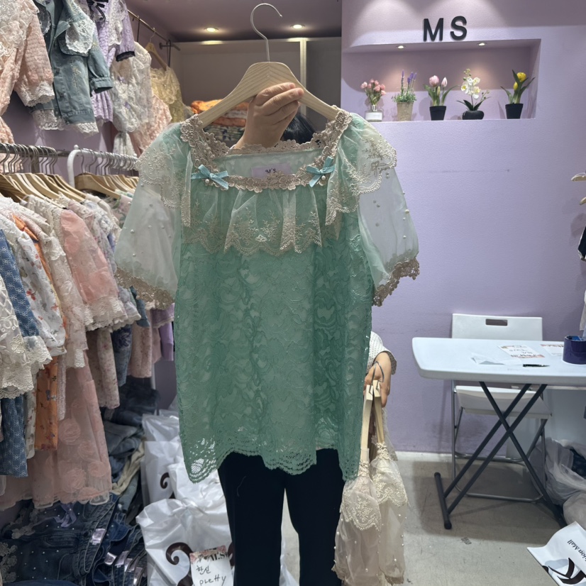 MS東大門實拍女裝新品休閑熱賣真品人氣推薦時尚襯衫蕾絲衫MS襯衫/蕾絲衫圖色2