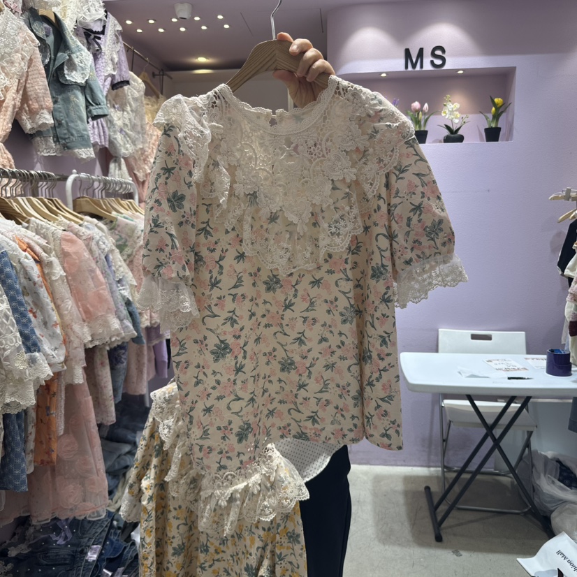 MS韓國直郵女裝新品職業熱賣25春夏真品休閑人氣襯衫蕾絲衫MS襯衫/蕾絲衫圖色2