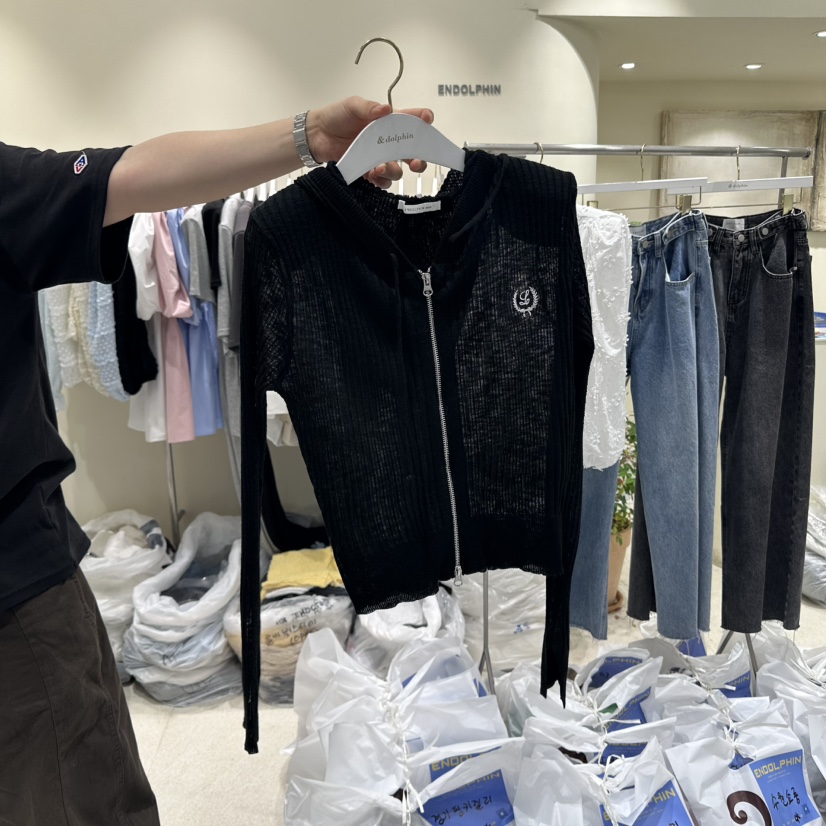 ENDOLPHIN東大門代購女裝新品25春夏時尚人氣針織衫連帽衫刺繡ENDOLPHIN針織衫圖色5
