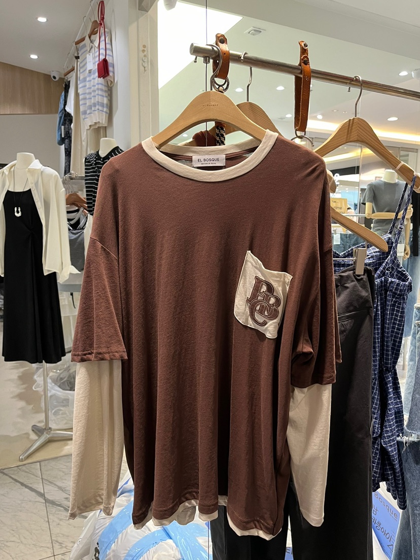 EL BOSQUE韓國直郵女士新品真品熱賣時尚職業休閑25春夏長袖T恤EL BOSQUE長袖T恤圖色2
