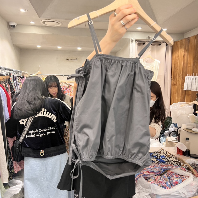LOGROAD東大門代購女裝新品時尚職業25春夏吊帶背心假兩件褶皺LOG ROAD吊帶/背心