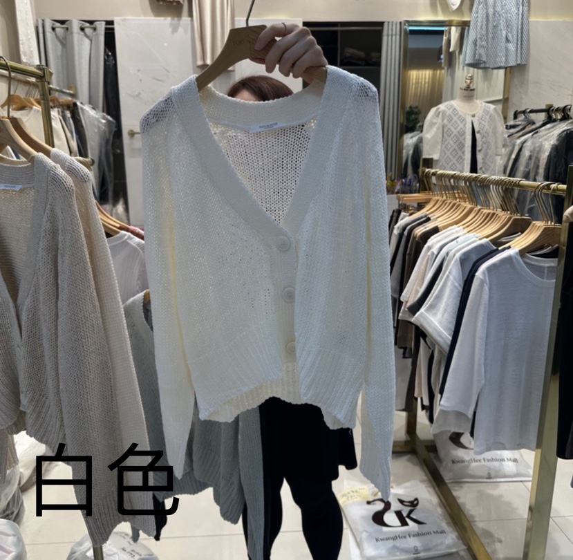 SOO JUNE韓國直郵女士新品職業休閑推薦人氣針織衫亞麻開衫SOO JUNE針織衫圖色2