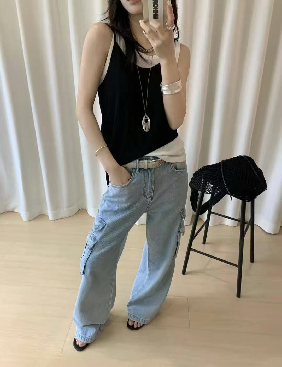 DEBELL韓國代購女裝新品人氣時尚職業25春夏熱賣牛仔褲口袋DEBELL牛仔褲