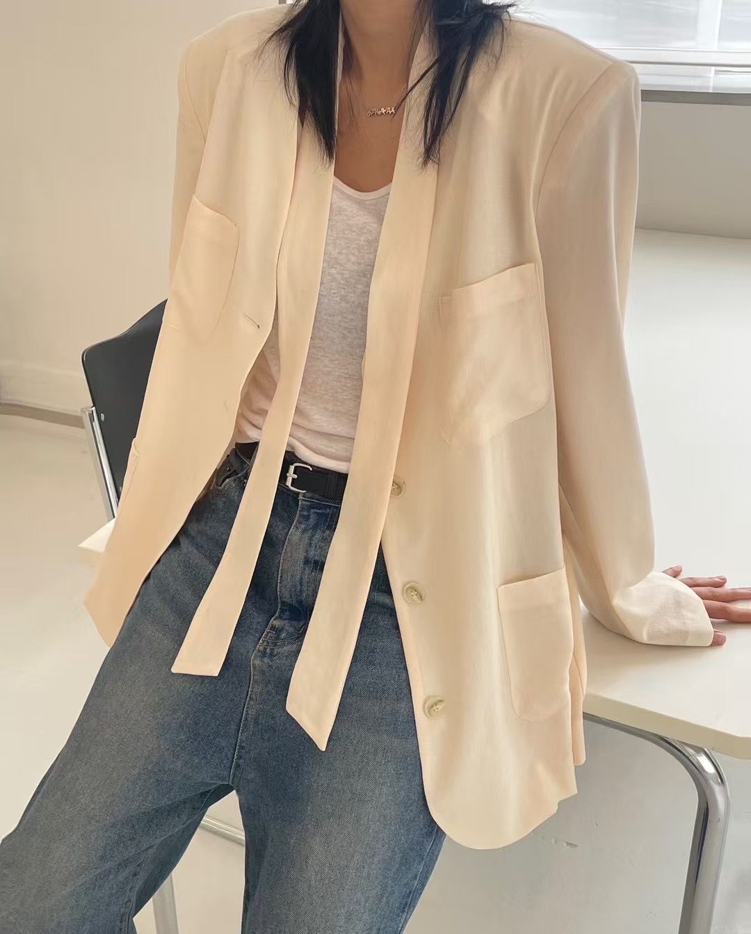 IACOCCA韓國代購女裝新款時尚熱賣休閑人氣推薦真品夾克含脖帶MARCEL___夾克