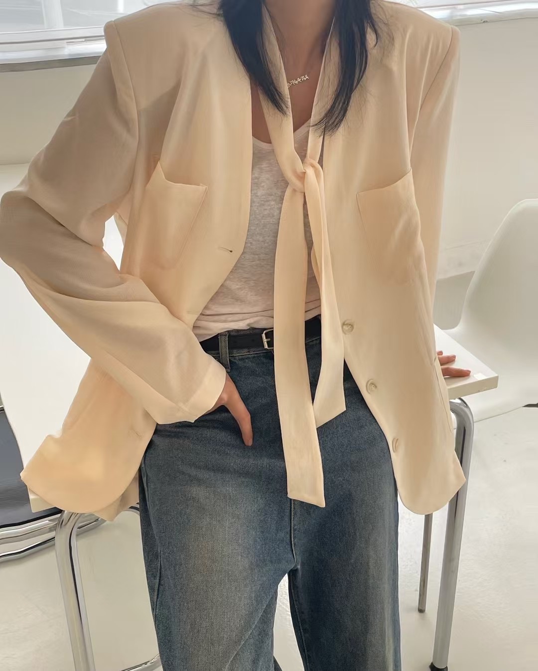 IACOCCA韓國代購女裝新款時尚熱賣休閑人氣推薦真品夾克含脖帶MARCEL___夾克