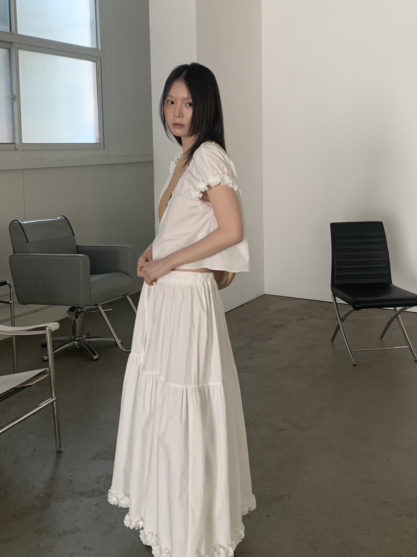 LOGARDEN東大門實拍女裝新品25春夏人氣真品時尚長裙荷葉邊LO GARDEN長裙
