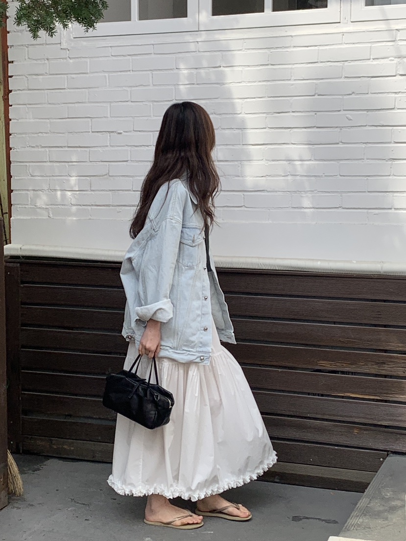 LOGARDEN東大門實拍女裝新品25春夏人氣真品時尚長裙荷葉邊LO GARDEN長裙