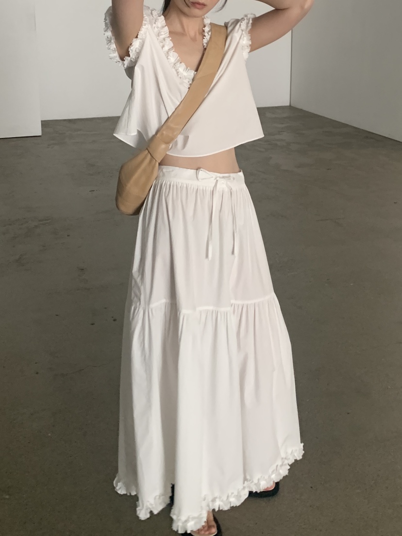 LOGARDEN東大門實拍女裝新品25春夏人氣真品時尚長裙荷葉邊LO GARDEN長裙圖色1