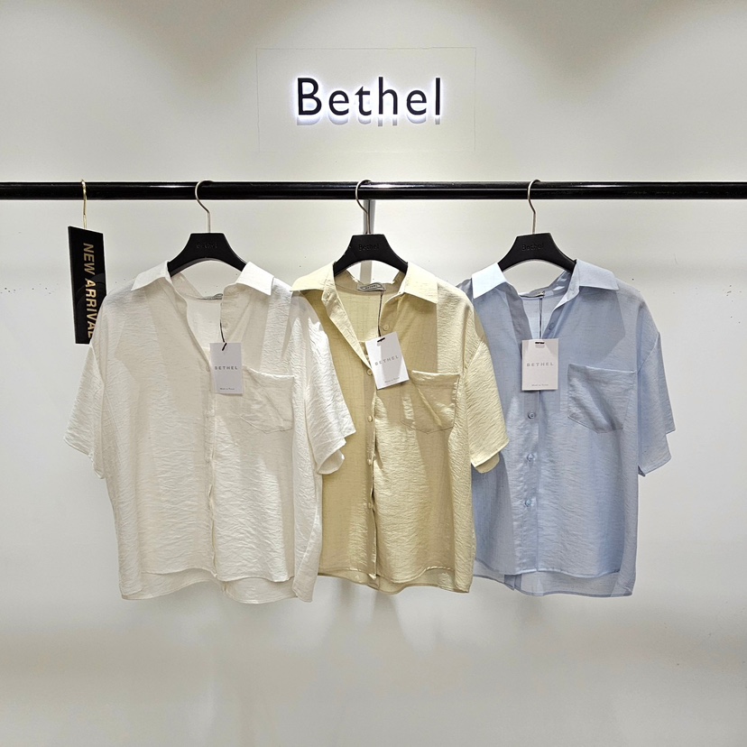 BETHEL東大門實拍女裝新款25春夏時尚人氣襯衫蕾絲衫亞麻布BETHEL襯衫/蕾絲衫