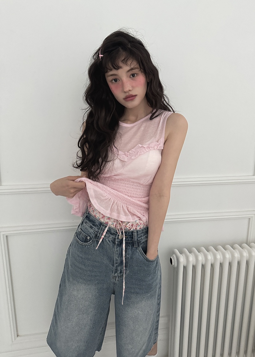 CLODE東大門實拍女裝新品時尚真品職業25春夏吊帶背心荷葉邊CLODE吊帶/背心