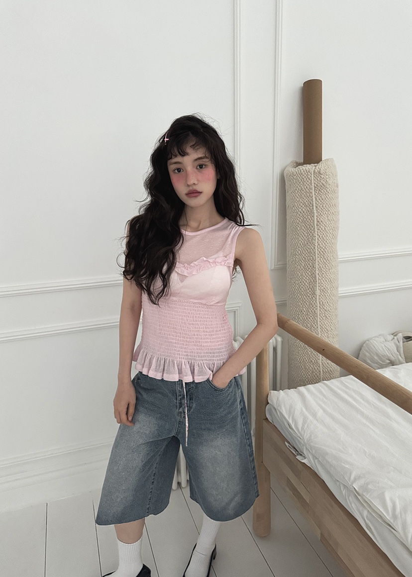 CLODE東大門實拍女裝新品時尚真品職業25春夏吊帶背心荷葉邊CLODE吊帶/背心
