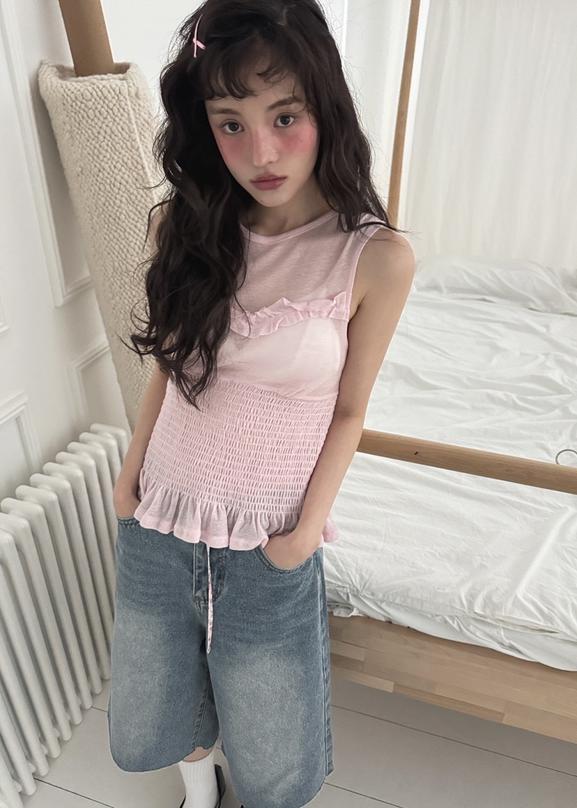 CLODE東大門實拍女裝新品時尚真品職業25春夏吊帶背心荷葉邊CLODE吊帶/背心