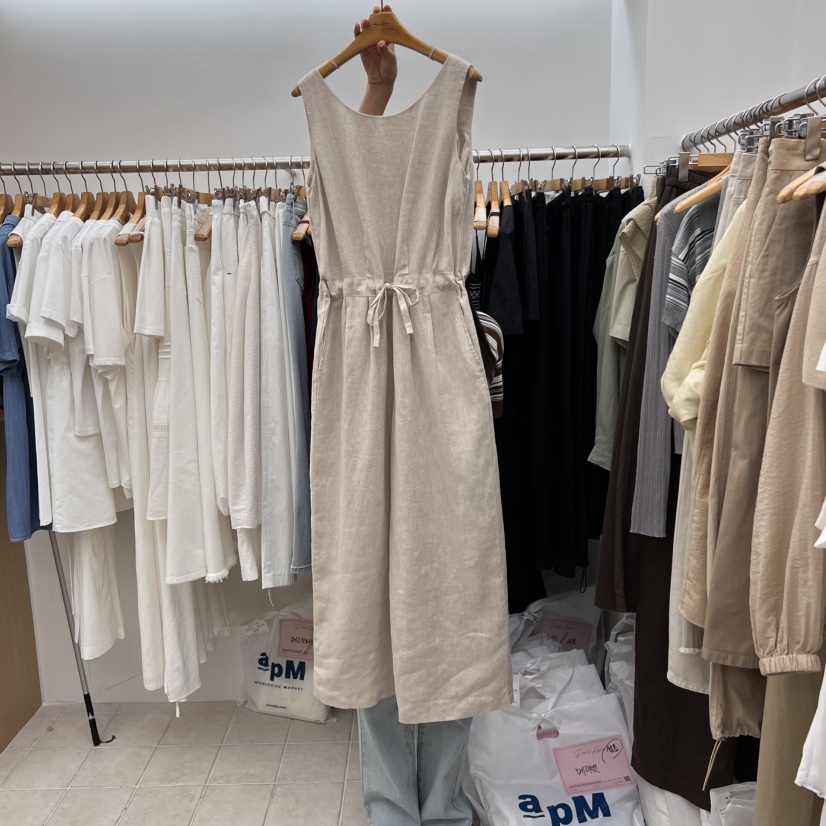 DRESS ROOM東大門實拍女裝新款職業25春夏時尚休閑連衣裙亞麻DRESS ROOM連衣裙圖色1