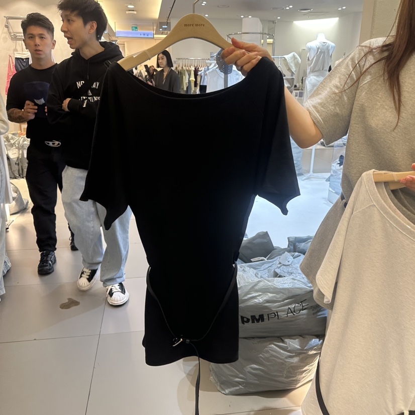 MOREMORE韓國代購女士新品25春夏時尚休閑真品連衣裙含腰帶more more連衣裙圖色2