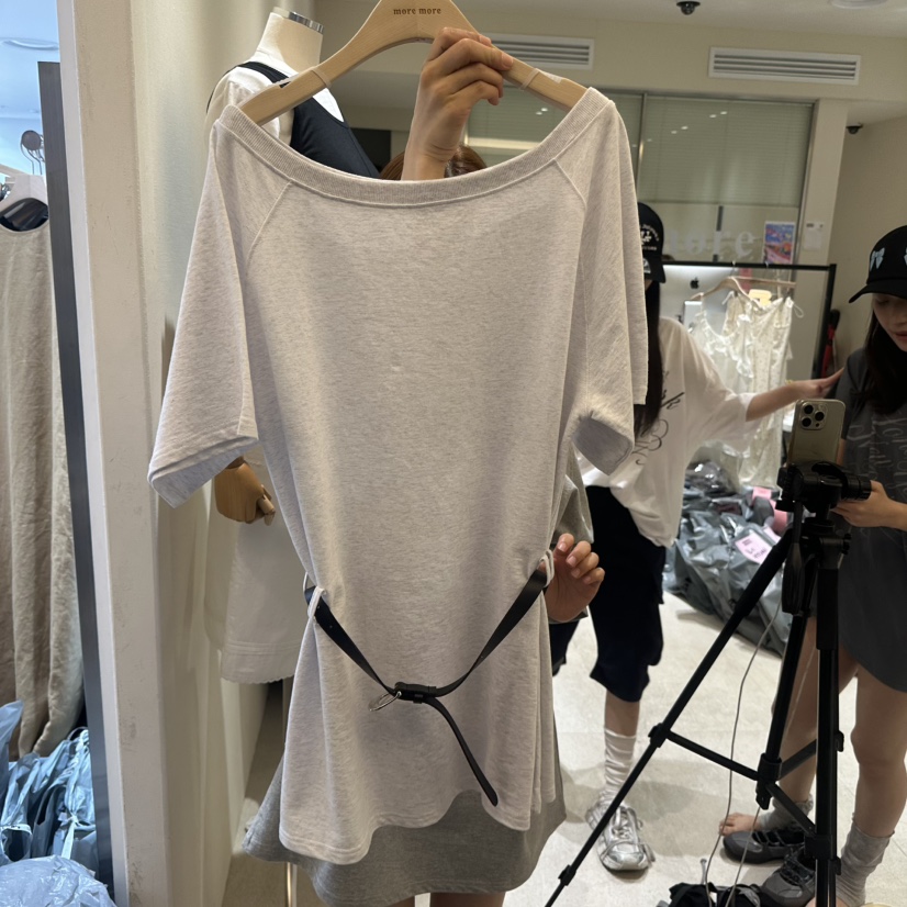 MOREMORE韓國代購女士新品25春夏時尚休閑真品連衣裙含腰帶more more連衣裙圖色3