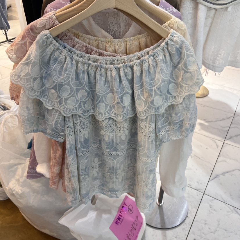 SIMPLE PARK/WMSTORY東大門直郵女裝新款休閑襯衫蕾絲衫刺繡露肩SIMPLE PARK/WMSTORY襯衫/蕾絲衫