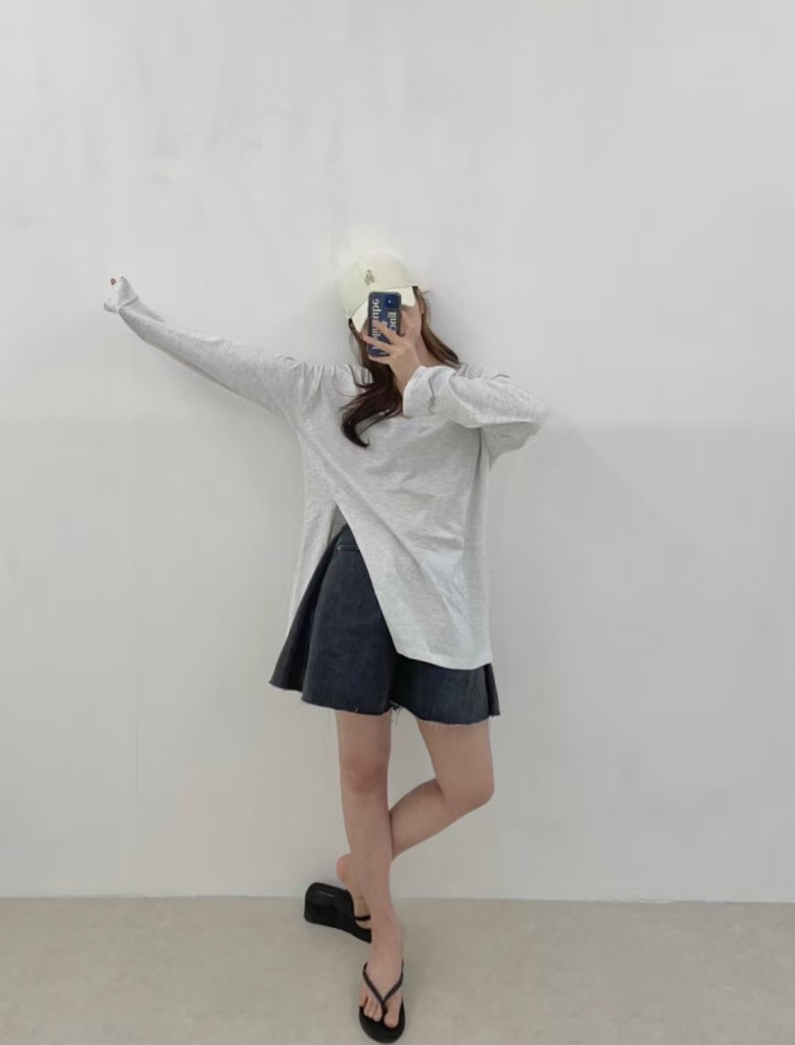 T-HOUSE-티하우스-T東大門代購女士新品25春夏推薦長袖T恤T-HOUSE-티하우스-T長袖T恤