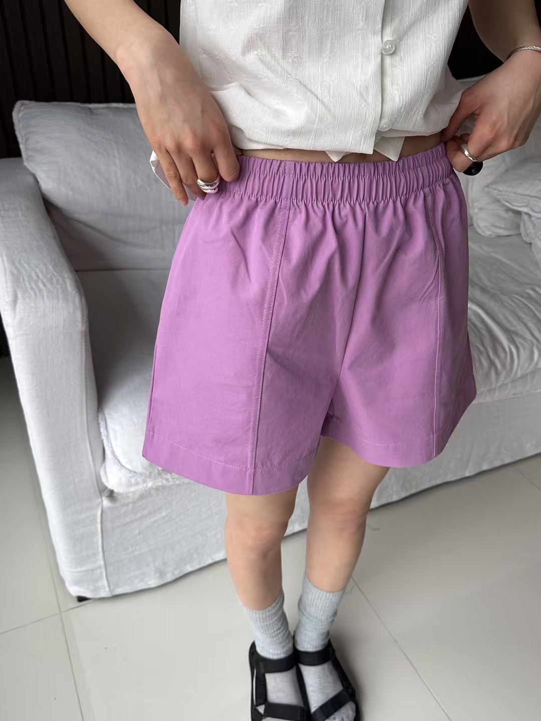 BABY PUSH-베이비푸시-T東大門代購女裝新款熱賣短褲鏤空BABY PUSH短褲圖色3