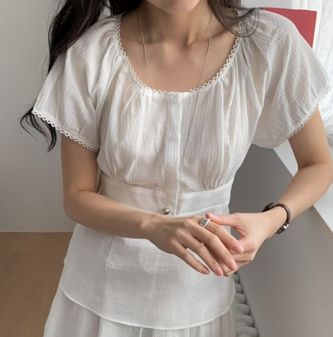 JUNO韓國直郵女裝新款推薦人氣職業25春夏熱賣休閑襯衫蕾絲衫JUNO襯衫/蕾絲衫圖色2
