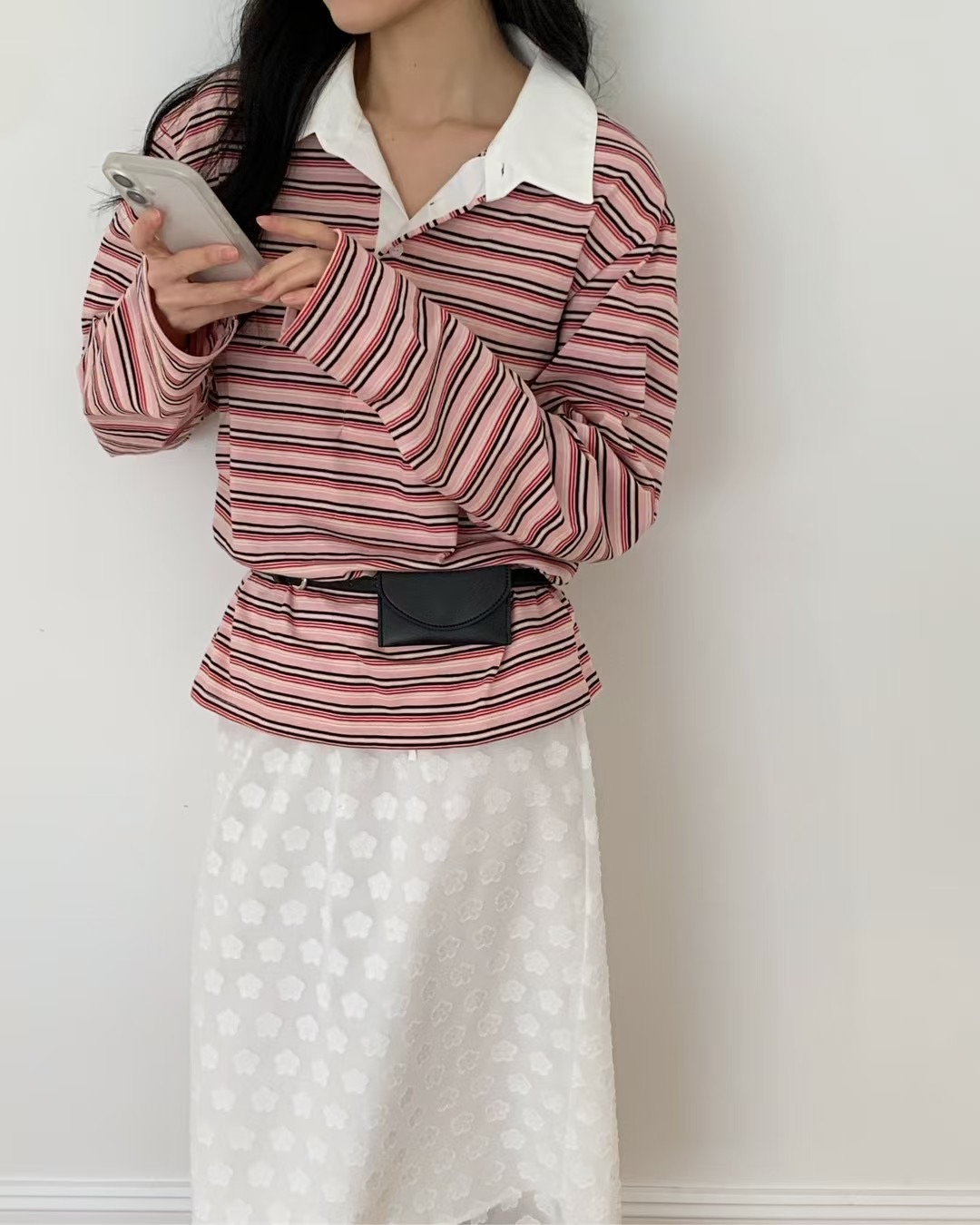 JUNO韓國代購女裝新品25春夏時尚休閑職業人氣真品熱賣長袖T恤JUNO長袖T恤圖色3