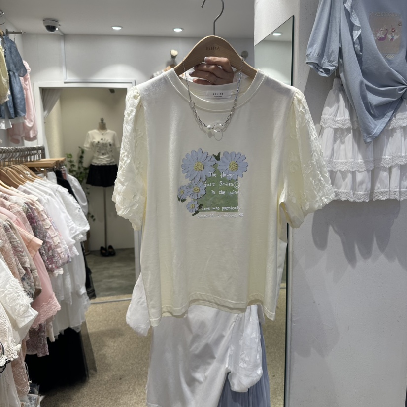 空韓國直郵㊣東大門實拍女裝新品熱賣時尚人氣25春夏推薦T恤BELITAT恤圖色2