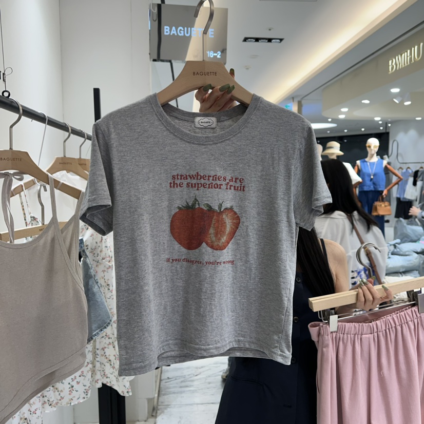 BAGUETTE韓國㊣直郵東大門代購女裝新款推薦熱賣25春夏時尚T恤BAGUETTET恤圖色2