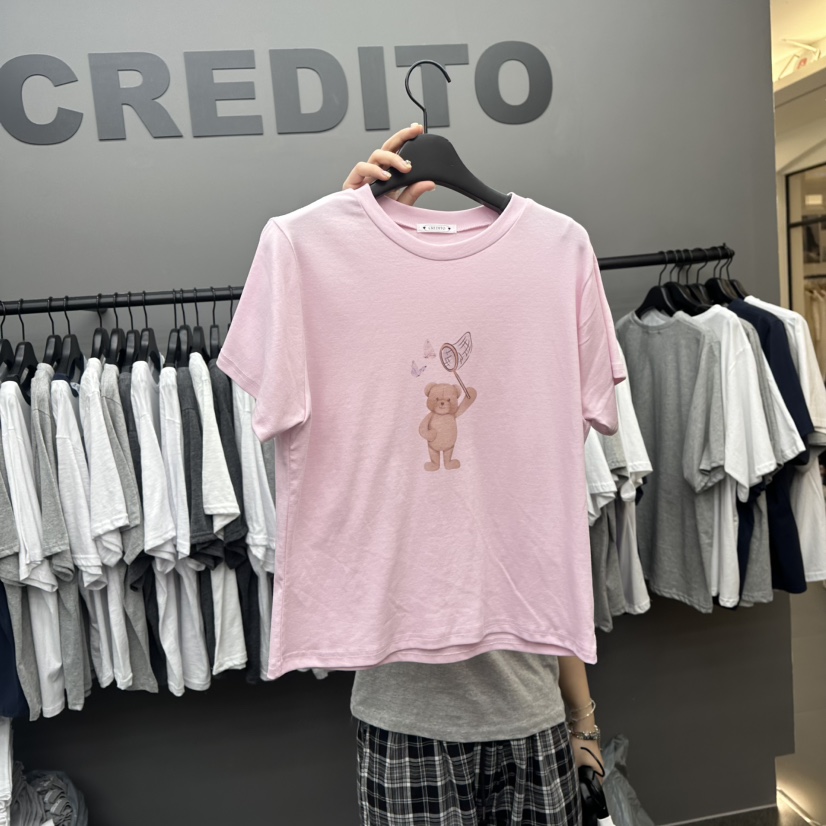 CREDITO韓國直郵㊣東大門實拍女裝新款25春夏休閑推薦人氣T恤CREDITOT恤圖色1