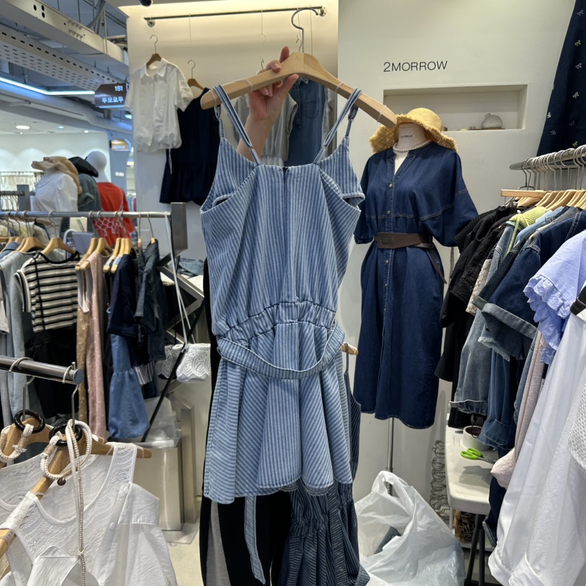 2MORROW東大門實拍女裝新品休閑25春夏推薦真品連衣裙含腰帶2MORROW連衣裙